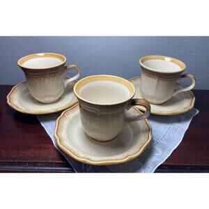 3 Whole Wheat cup and saucer sets Mikasa